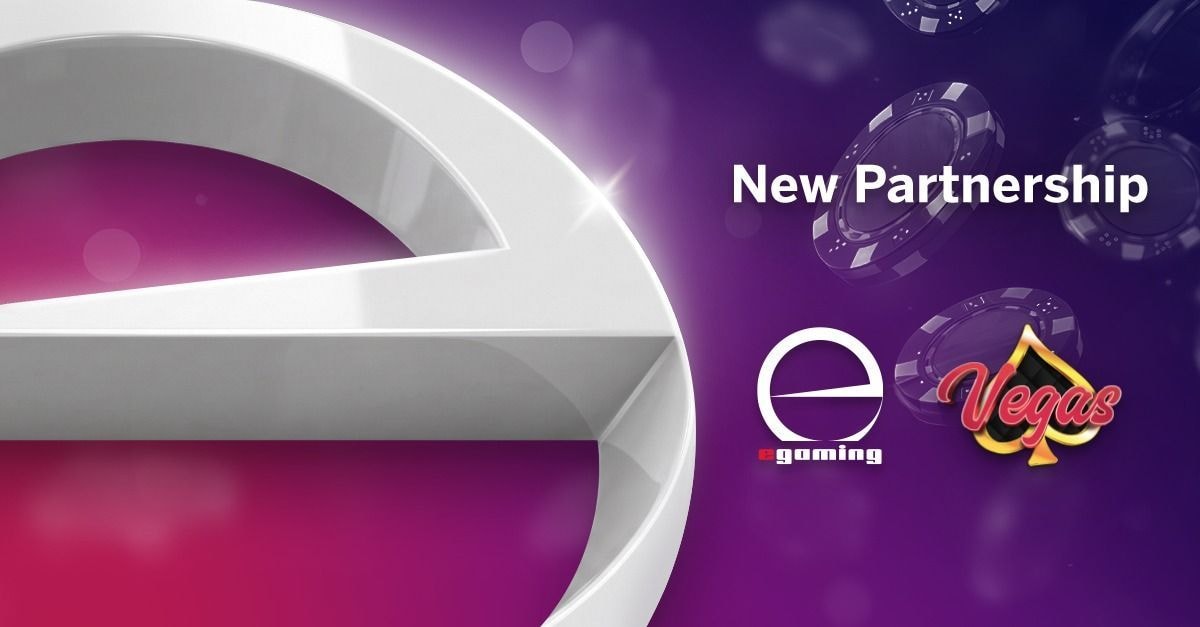Grafika oznamující partnerství a spuštění her e-gaming v chorvatském kasinu Vegas.